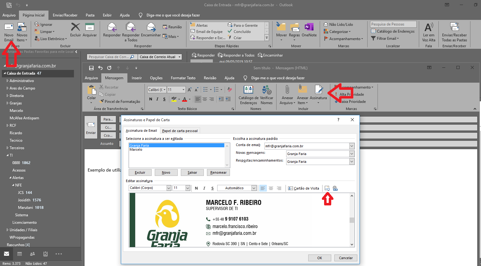 Configuração de assinatura de email Microcamp